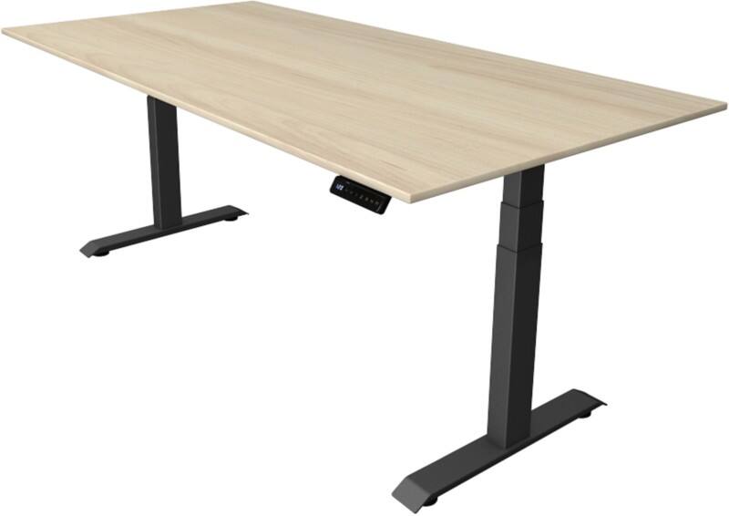 Bureau assis-debout Kerkmann Hauteur ajustable électriquement Brun érable Piètement en T 0 tiroirs 0 caissons 2000 (l) x 1000 (p) x 1290 (h) mm Bois, métal