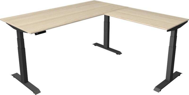 Kerkmann Elektronisch In Hoogte Verstelbaar Zit-sta-bureau Esdoorn T-poot 0 lades 0 ladeblokken 1.800 (B) x 1.800 (D) x 1.290 (H) mm Hout, Metaal
