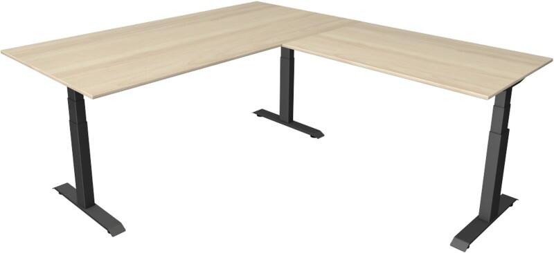 Kerkmann Elektronisch In Hoogte Verstelbaar Zit-sta-bureau Esdoorn T-poot 0 lades 0 ladeblokken 2.000 (B) x 2.200 (D) x 1.290 (H) mm Hout, Metaal
