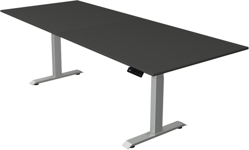 Bureau assis-debout Kerkmann Hauteur ajustable électriquement Anthracite Piètement en T 0 tiroirs 0 caissons 2500 (l) x 1000 (p) x 1290 (h) mm Bois, métal