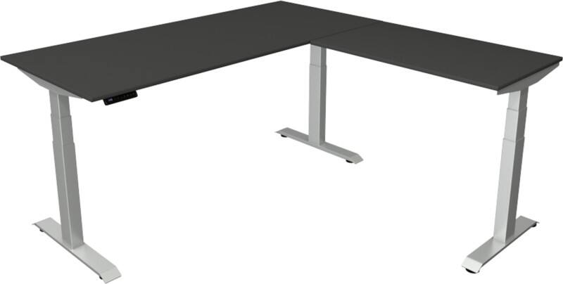 Kerkmann Elektronisch In hoogte verstelbaar Zit-sta-bureau Antraciet T-poot 0 lades 0 ladeblokken 1.800 (B) x 1.800 (D) x 1.290 (H) mm Hout, Metaal