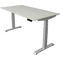 Bureau assis-debout Kerkmann Hauteur ajustable électriquement Gris clair Piètement en T 0 tiroirs 0 caissons 1600 (l) x 800 (p) x 1290 (h) mm Bois, métal