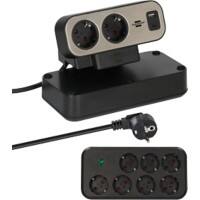 brennenstuhl Estilo Duplex Rallonge Bureau 9-Voies USB-C Power Delivery pour charge rapide,1x USB-C 1x USB-A 2m Noir 1153580210