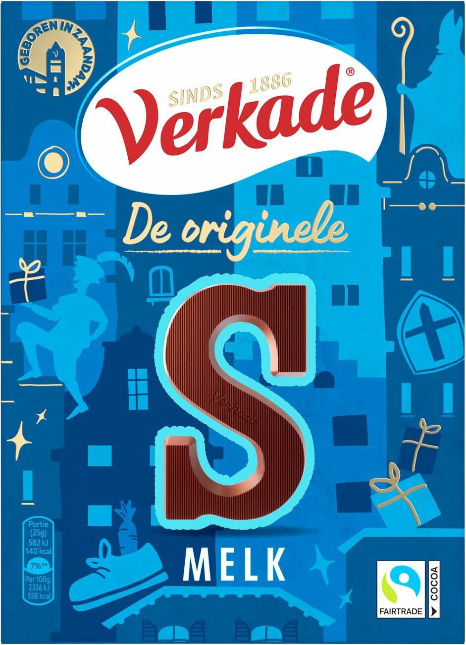 Lettre en chocolat Verkade Chocolat au lait 'S' 135 g