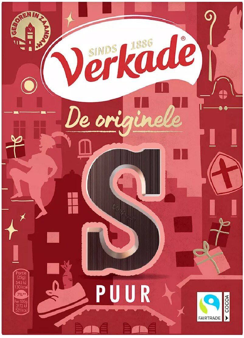 Lettre en chocolat Verkade Chocolat noir 'S' 135 g