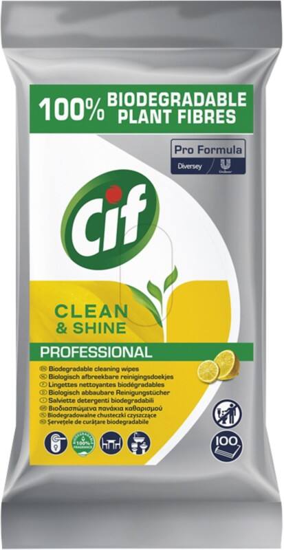 Cif Pro Formula Multifunctioneel Schoonmaakdoekjes Lemon Fresh 100 stuks