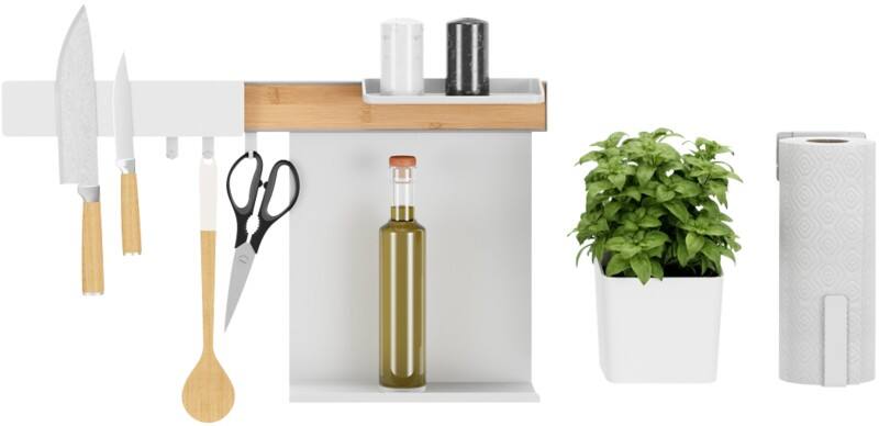 Organiseur pour cuisine tesa Bambou, Métal, Plastique Blanc 16,45 x 55,75 x 34,45 cm 12 unités