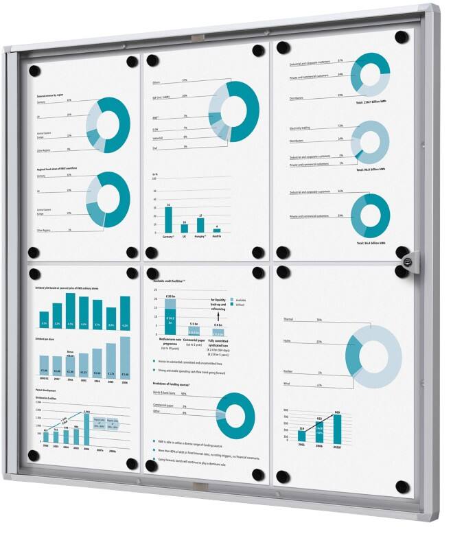 Showdown Vitrine Magnetisch 71,1 (B) x 65,5 (H) cm Zilver 6 x A4