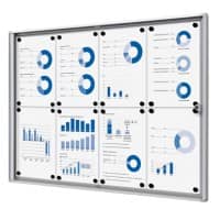 SHOWDOWN Vergrendelbaar notitiebord Magnetisch Afsluitbaar 93,1 (B) x 65,5 (H) cm Zilver  