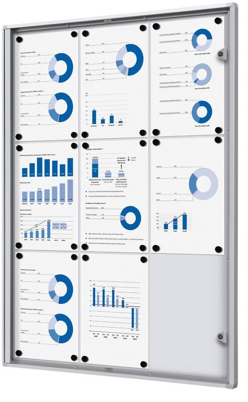 Vitrine d'affichage verrouillable Showdown Magnétique 71,1 x 96,3 cm (l x h) Argenté 9 x A4
