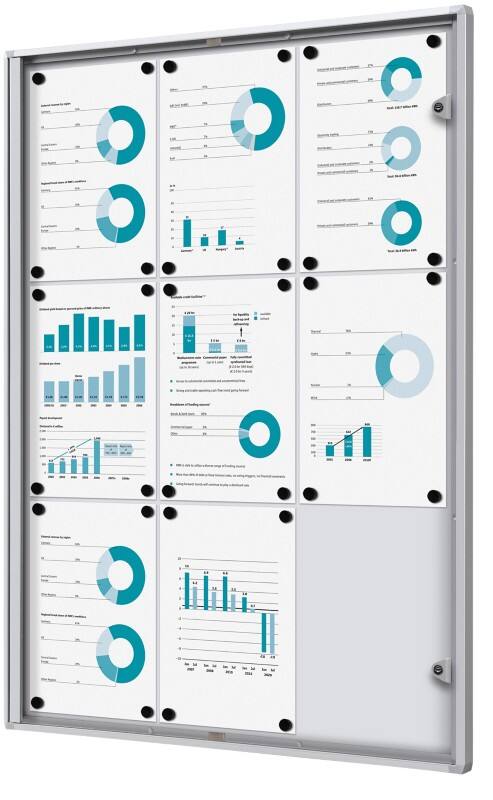 Showdown Vitrine Magnetisch 71,1 (B) x 96,3 (H) cm Zilver 9 x A4