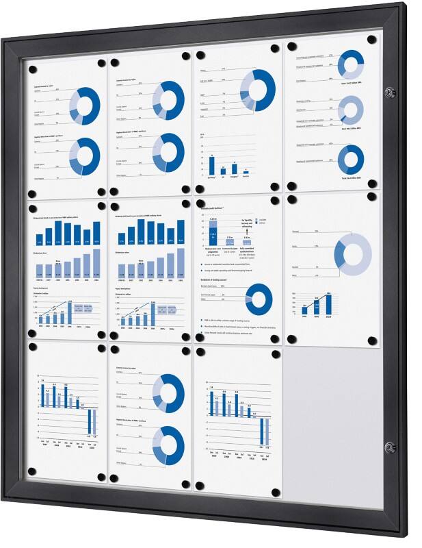 Vitrine d'affichage verrouillable Showdown Magnétique 96,1 x 100,4 cm (l x h) Anthracite 12 x A4
