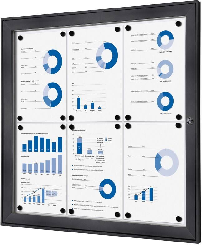 Vitrine d'affichage verrouillable Showdown Magnétique 74,1 x 69,6 cm (l x h) Anthracite 6 x A4