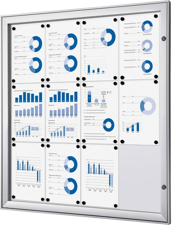 Showdown Vitrine Magnetisch 96,1 (B) x 100,4 (H) cm Zilver 12 x A4