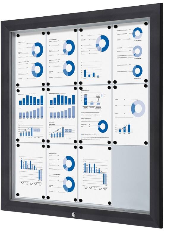 Vitrine d'affichage verrouillable Showdown Magnétique 102,5 x 106,7 cm (l x h) Anthracite 12 x A4