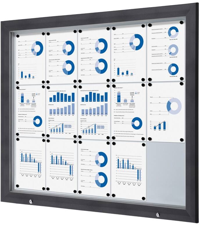 Vitrine d'affichage verrouillable Showdown Magnétique 124,5 x 106,7 cm (l x h) Anthracite 15 x A4