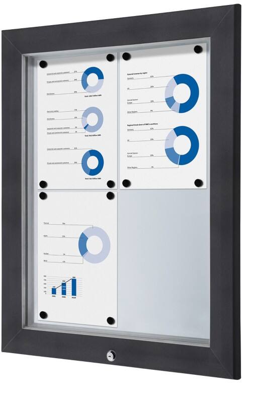 Vitrine d'affichage verrouillable Showdown Magnétique 58,3 x 76 cm (l x h) Anthracite 4 x A4