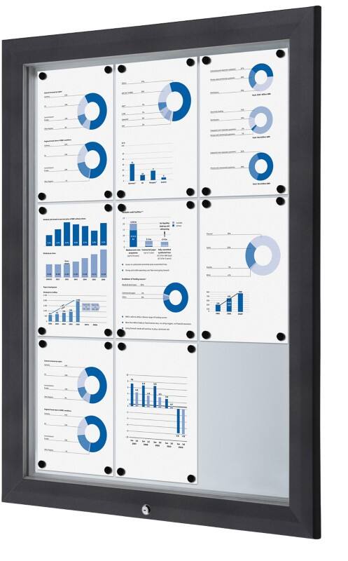 Showdown Vitrine Magnetisch 80,5 (B) x 106,7 (H) cm Antraciet 9 x A4