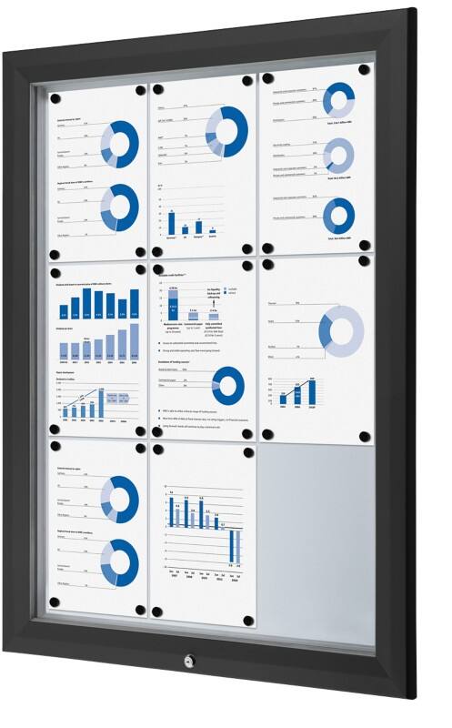 Showdown Vitrine Magnetisch 80,5 (B) x 106,7 (H) cm Zwart 9 x A4