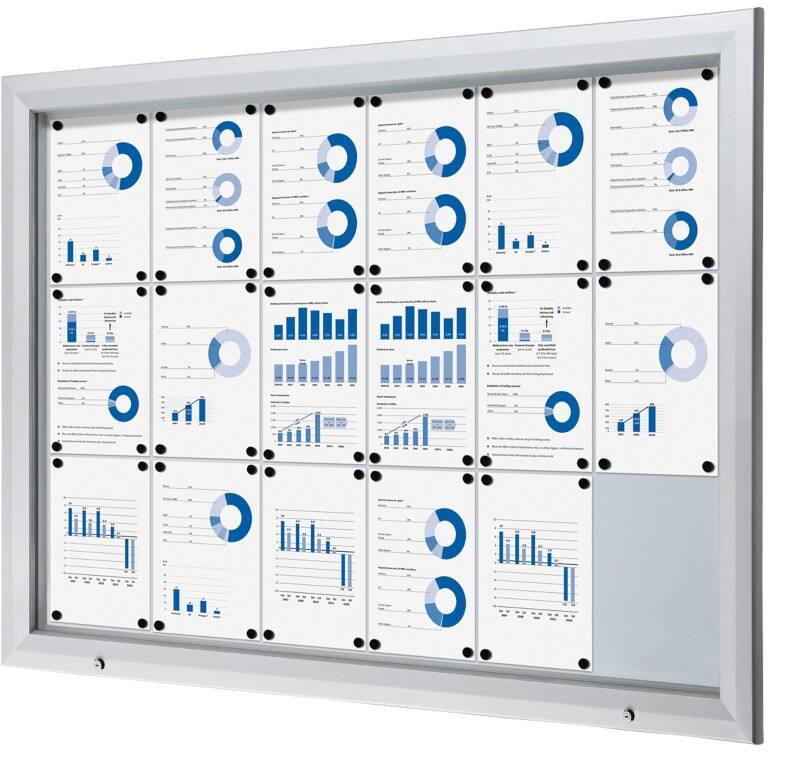 Vitrine d'affichage verrouillable Showdown Magnétique 146,5 x 106,7 cm (l x h) Argenté 18 x A4