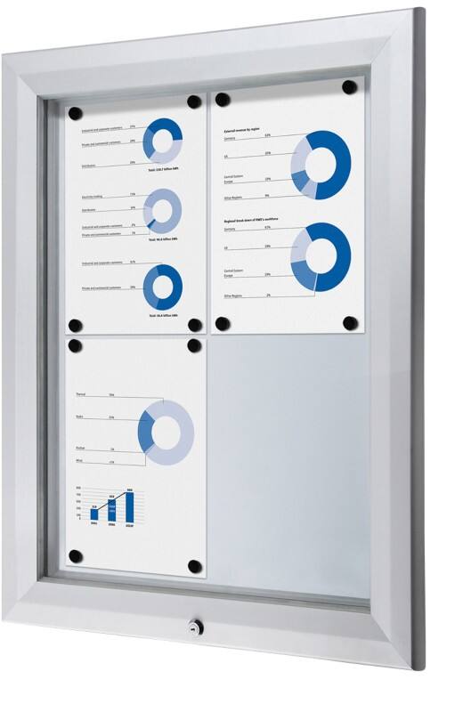 Vitrine d'affichage verrouillable Showdown Magnétique 58,3 x 76 cm (l x h) Argenté 4 x A4