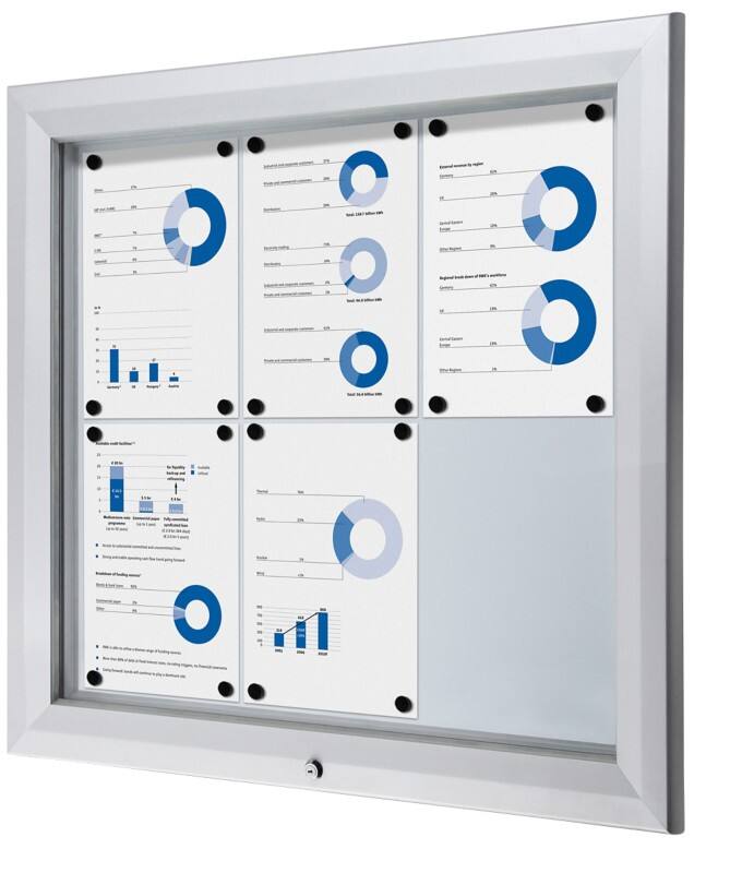 Showdown Vitrine Magnetisch 80,5 (B) x 76 (H) cm Zilver 6 x A4