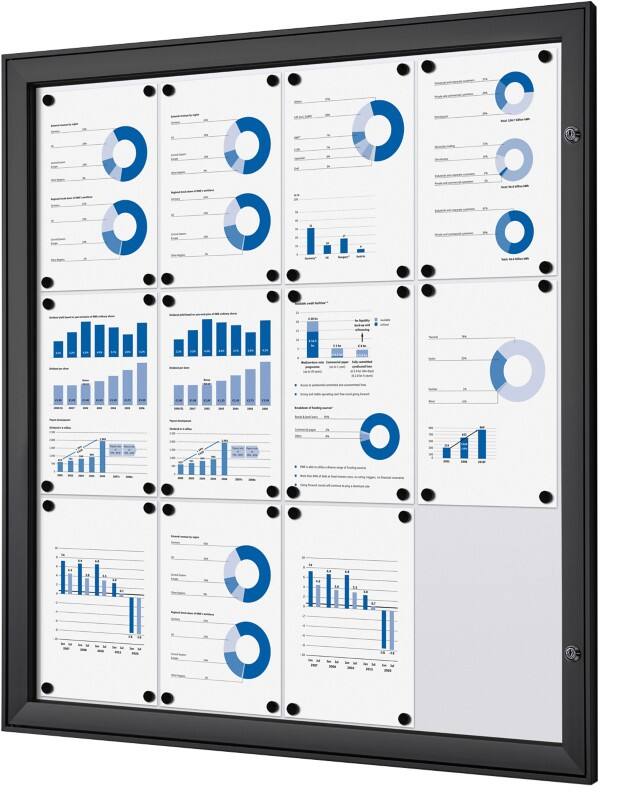 Showdown Vitrine Magnetisch 96,1 (B) x 100,4 (H) cm Zwart 12 x A4