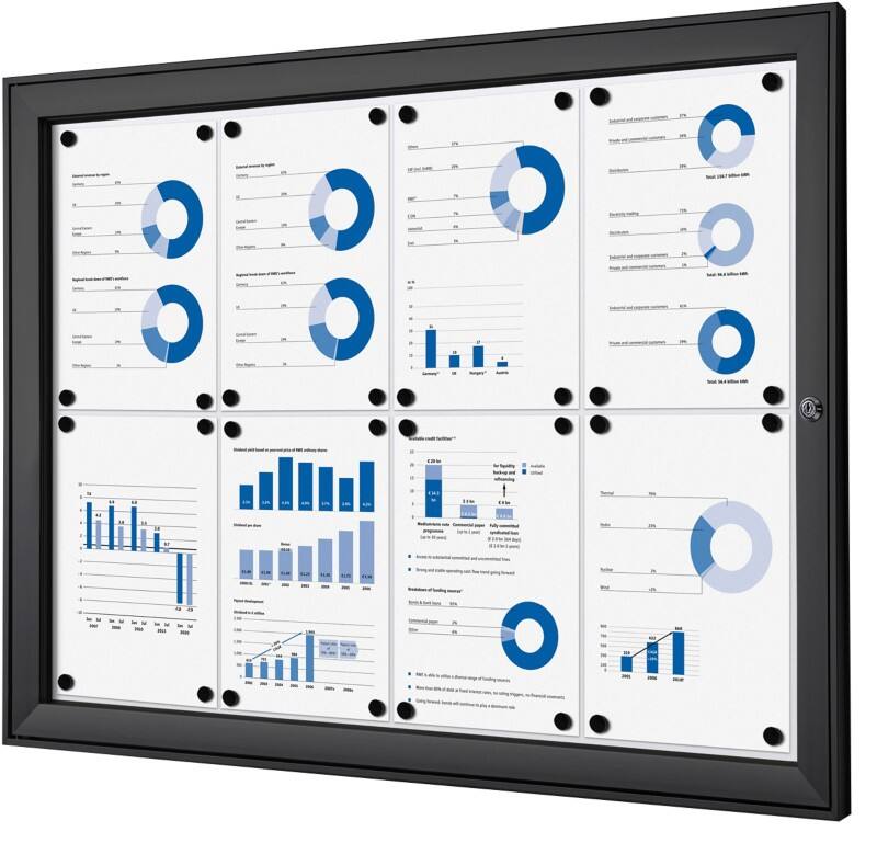 Showdown Vitrine Magnetisch 96,1 (B) x 69,6 (H) cm Zwart 8 x A4