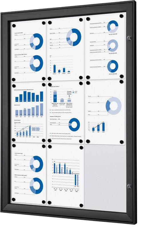 Vitrine d'affichage verrouillable Showdown Magnétique 74,1 x 100,4 cm (l x h) Noir 9 x A4
