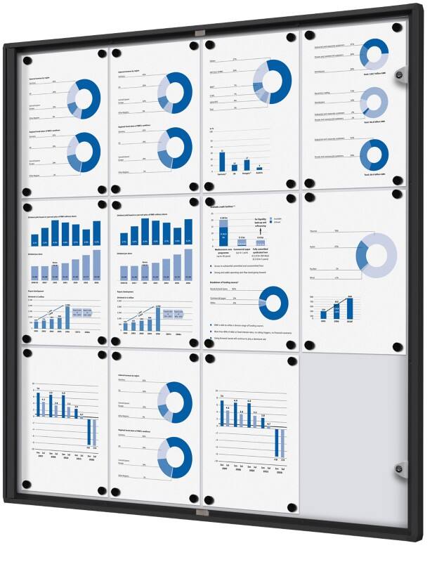 Showdown Vitrine Magnetisch 93,1 (B) x 96,3 (H) cm Zwart 12 x A4