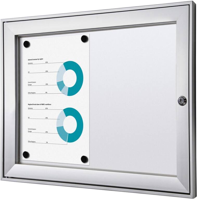 Vitrine d'affichage verrouillable Showdown Magnétique 52,1 x 38,8 cm (l x h) Argenté 2 x A4