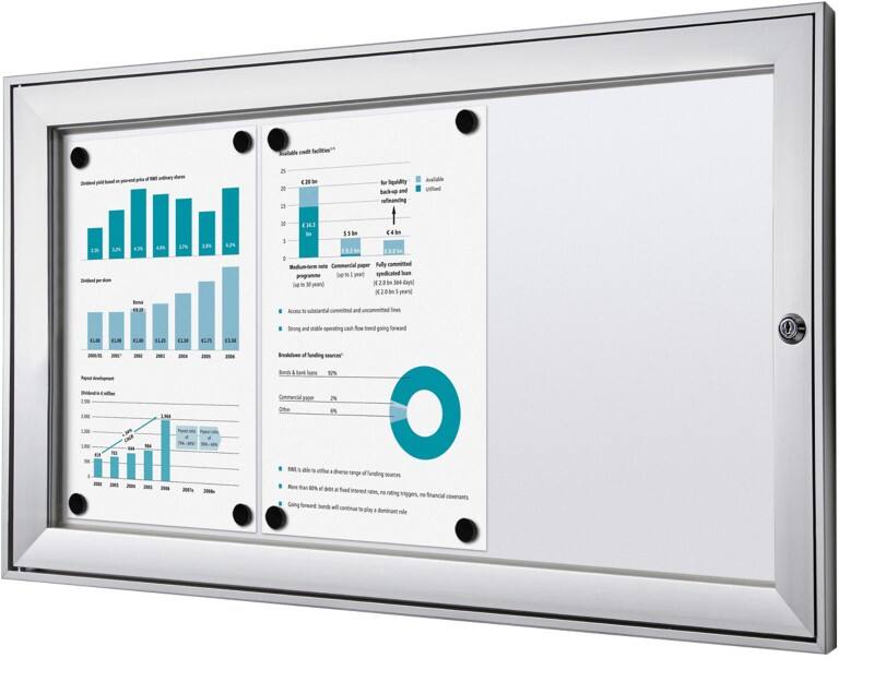 Showdown Vitrine Magnetisch 74,1 (B) x 38,8 (H) cm Zilver 3 x A4