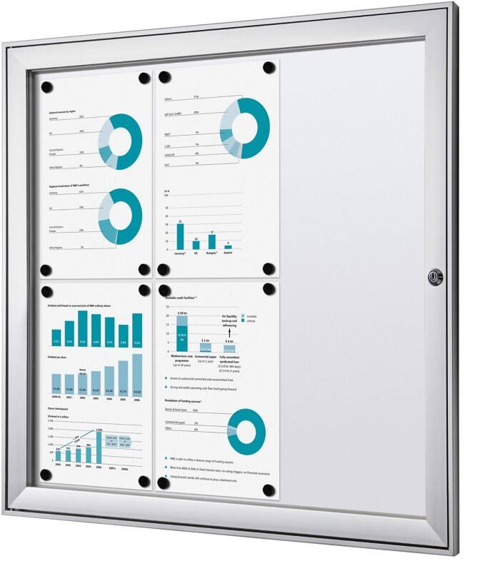 Vitrine d'affichage verrouillable Showdown Magnétique 74,1 x 69,6 cm (l x h) Argenté 6 x A4