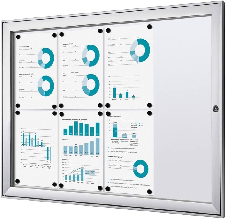 Vitrine d'affichage verrouillable Showdown Magnétique 96,1 x 69,6 cm (l x h) Argenté 8 x A4