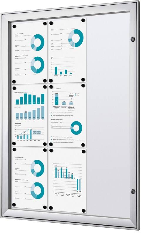 Showdown Vitrine Magnetisch 74,1 (B) x 100,4 (H) cm Zilver 9 x A4
