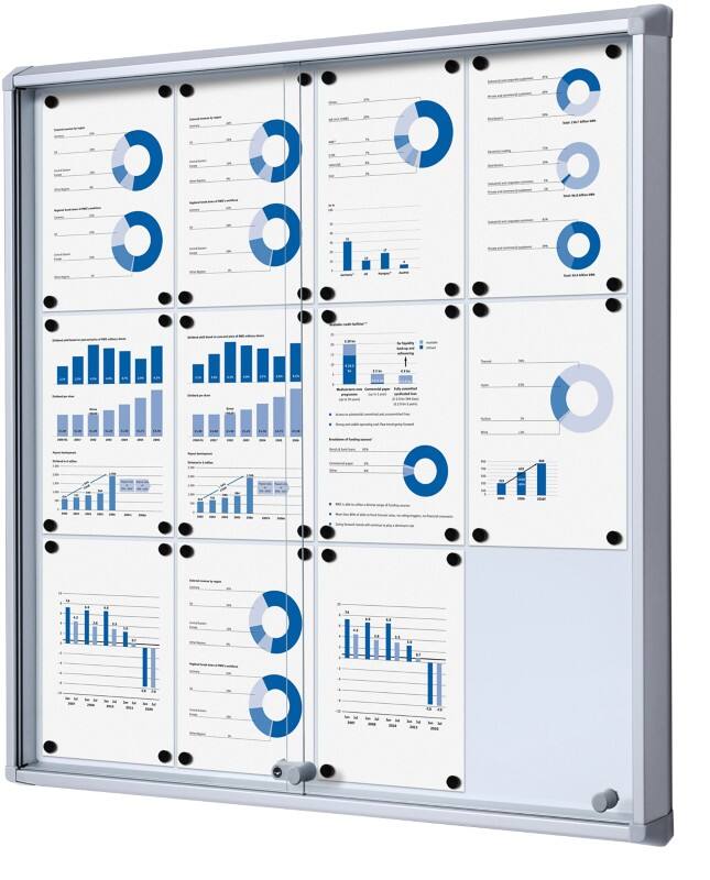 Vitrine d'affichage verrouillable Showdown Magnétique 94 x 98,2 cm (l x h) Argenté 12 x A4