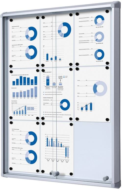 Vitrine d'affichage verrouillable Showdown Magnétique 72 x 98,2 cm (l x h) Argenté 9 x A4