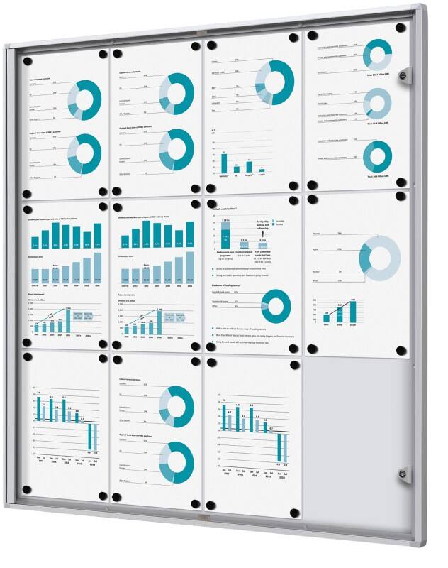 Vitrine d'affichage verrouillable Showdown Magnétique 93,1 x 96,3 cm (l x h) Argenté 12 x A4