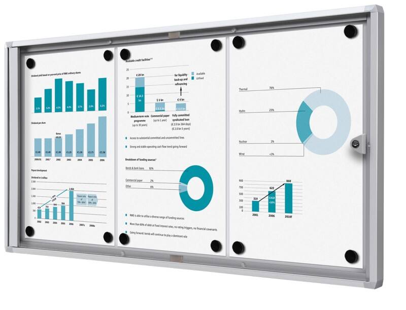 Showdown Vitrine Magnetisch 71,1 (B) x 35 (H) cm Zilver 3 x A4