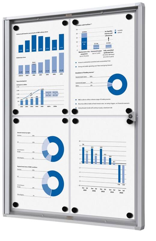 Showdown Vitrine Magnetisch 49,1 (B) x 65,5 (H) cm Zilver 4 x A4