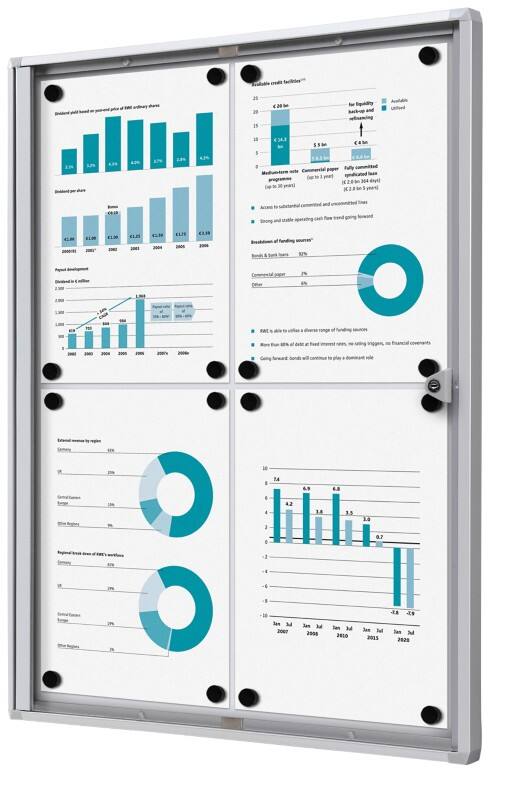 Showdown Vitrine Magnetisch 49,1 (B) x 65,5 (H) cm Zilver 4 x A4