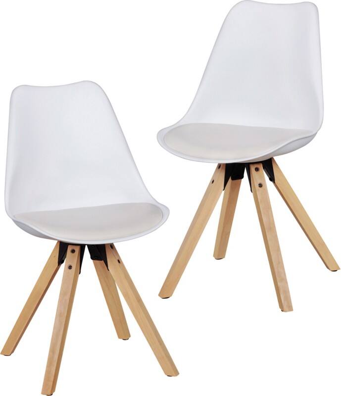 Chaise de salle à manger WOHNLING WL5.024 Cuir artificiel Blanc 2 unités