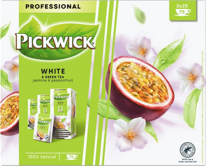 Pickwick Professional Witte en groene thee Theezakjes Jasmijn en Passievrucht 25 stuks à 1,5 g