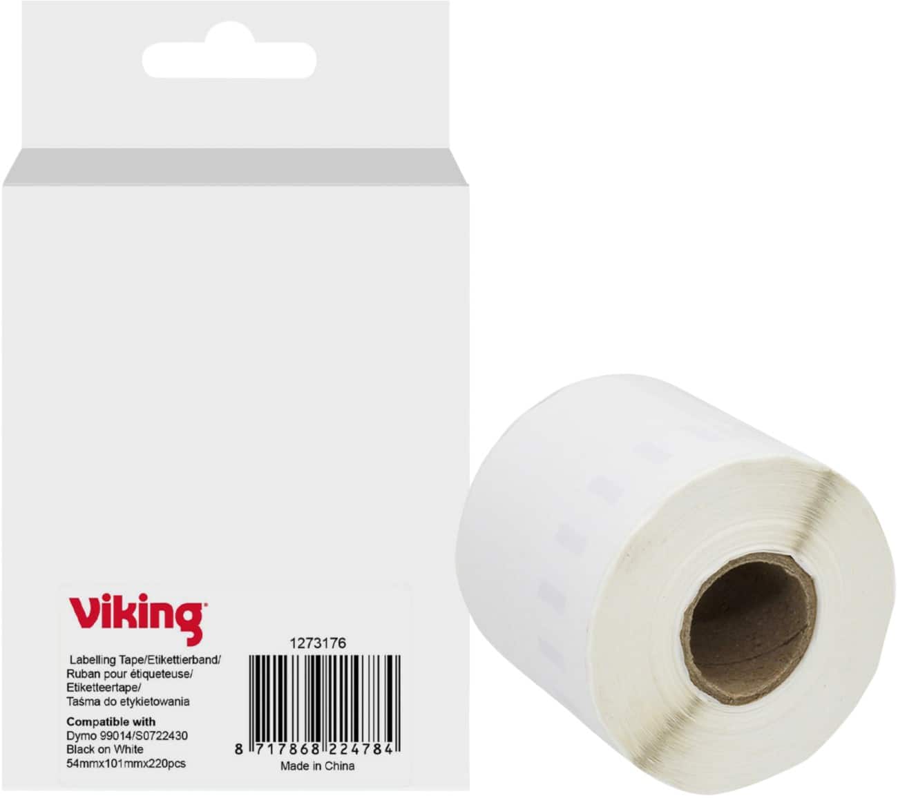 Rouleau d'étiquettes Viking Compatible DYMO 99014 Adhésif Noir sur blanc 54 x 64 mm Thermique S0722430