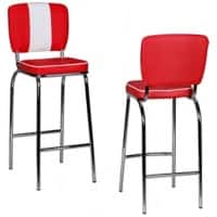 Tabouret de bar WOHNLING WL1.718 Blanc, rouge Cuir artificiel