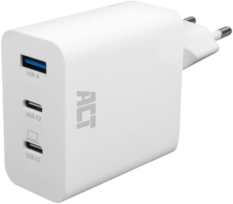 Chargeur USB ACT USB-C/USB-A 65 W 3 ports avec Power Delivery PPS QuickCharge et GanFast