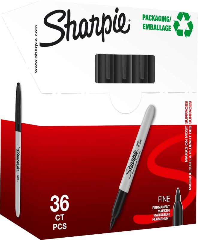 Sharpie Permanentmarker Fijn Ronde punt Zwart Waterbestendig 36 stuks