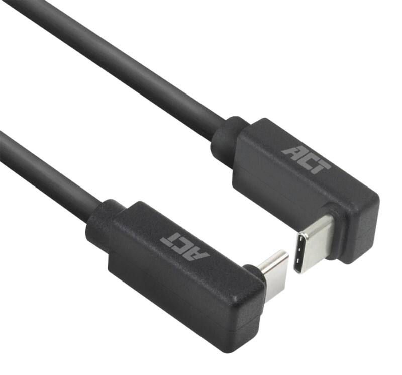 ACT USB-C-kabel 2 m Schuin omhoog/omlaag naar schuin omhoog/omlaag USB 3.0 10 Gbps 60 W Zwart