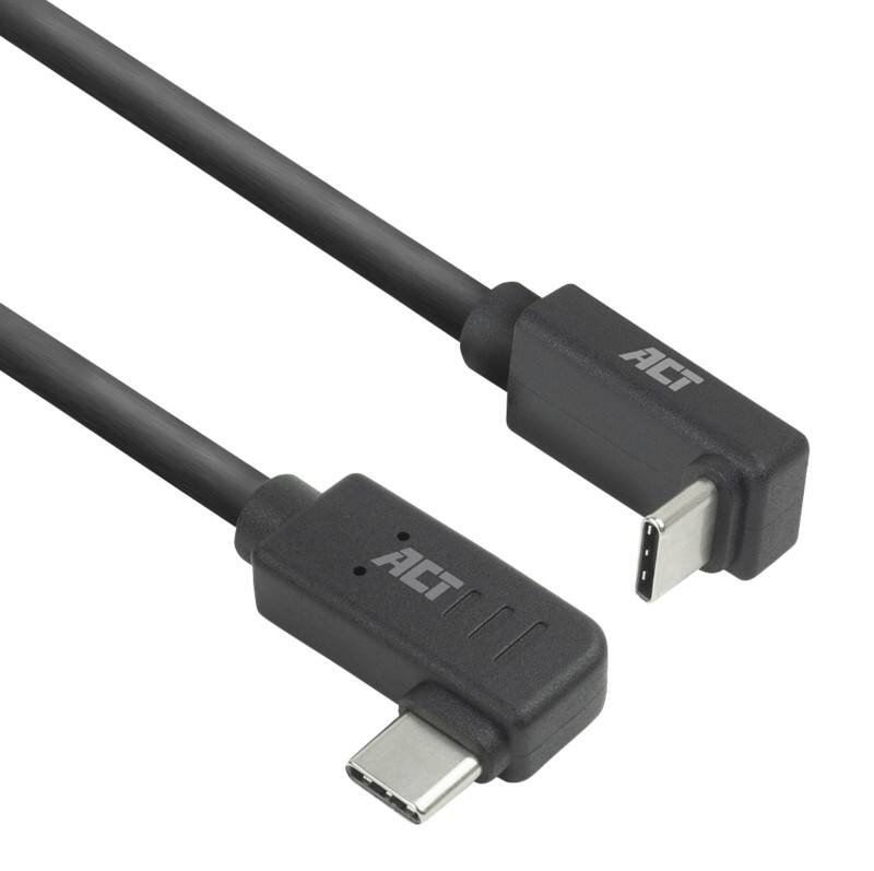 ACT USB-C-kabel 0,5 M links/rechts gebogen naar boven/beneden gebogen USB 3.0 10 Gbps 60 W Zwart
