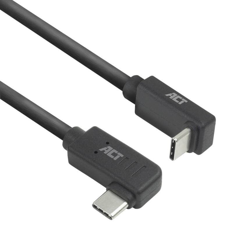 ACT USB-C-kabel 1 M links/rechts gebogen naar boven/beneden gebogen USB 3.0 10 Gbps 60 W Zwart